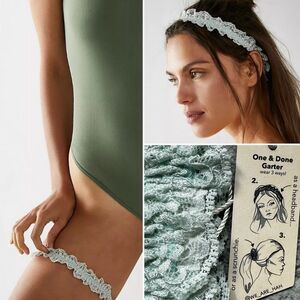 NWT Free People x HAH One & Done Lace Garter Headband Scrunchie Something Blue